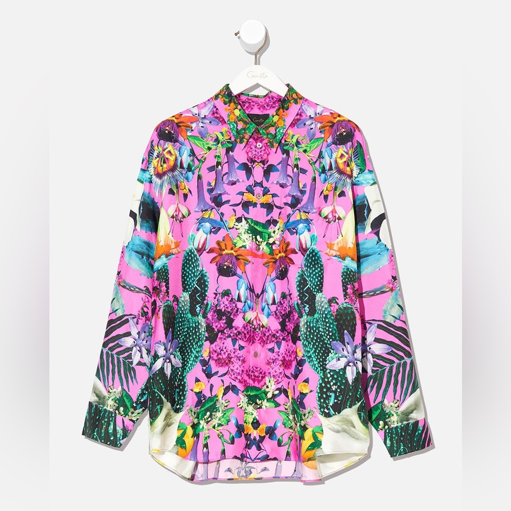 Hotel Franks by Camilla NWT Exotica Erotica Oversized Silk Shirt